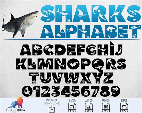 Letras de tiburón SVG Alfabeto oceánico de pescado svg - Etsy México