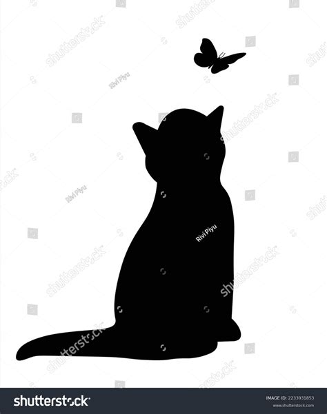 Black Cat Butterfly Silhouette On White Stock Vector (Royalty Free ...