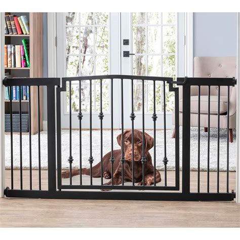 Stylish 48 Inch Wide Dog Gate w/ Door. Indoor, Outdoor, 48" Long ...