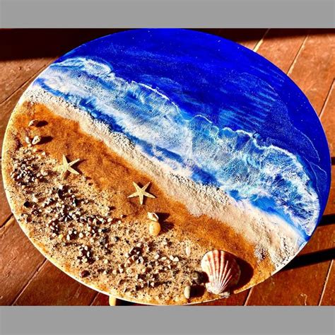 20” Handcrafted Epoxy Resin Ocean Indoor/Outdoor Coffee Table Ocean themed wine/coffee table ...