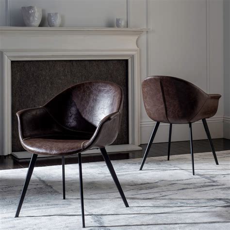 Safavieh Dublin Mid Century Modern Leather Dining Tub Chair, Set of 2 ...