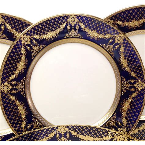Stunning Set (12) Lenox Cobalt and Raised Gold Encrusted Service Plates | Gold encrusted, Plates ...