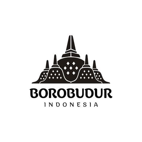 Stupa of borobudur stone temple indonesian heritage silhouette logo ...