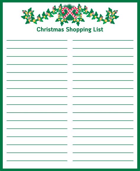 Christmas Shopping List Template - 10 Free PDF Printables | Printablee