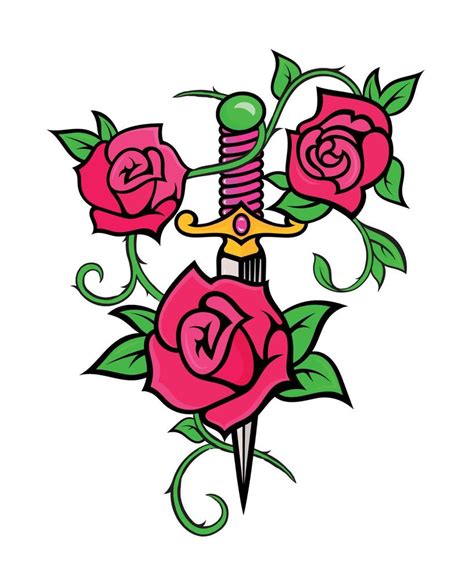 Illustration of Sword with Flowers 10562735 Vector Art at Vecteezy