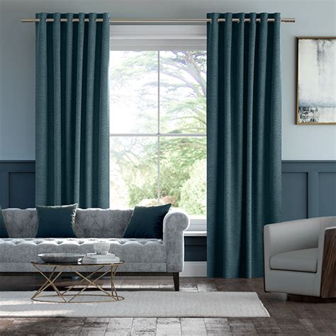 Plush Chenille Ocean Blue Curtains | Blinds Online™