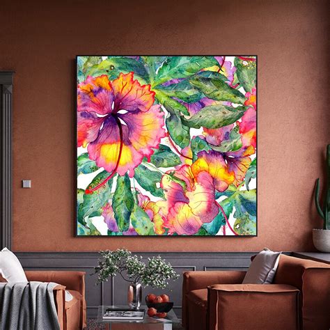 Abstract Floral Watercolor Wall Art Colorful Nordic Style Fine Art Canvas Prints – NordicWallArt.com