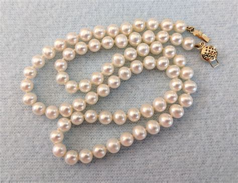 18 inch freshwater pearl necklace, 14k gold clasp, 5.5 to 6 mm round pearls, individually ...