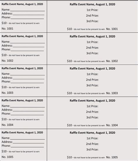 Make Your Own Raffle Tickets Free Printable