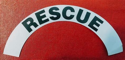 RESCUE Reflective Fire Helmet Crescent Decals - A PAIR! RESCUE Helmet ...