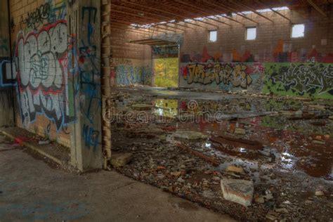 Abandoned School Covered in Graffiti Stock Photo - Image of room ...