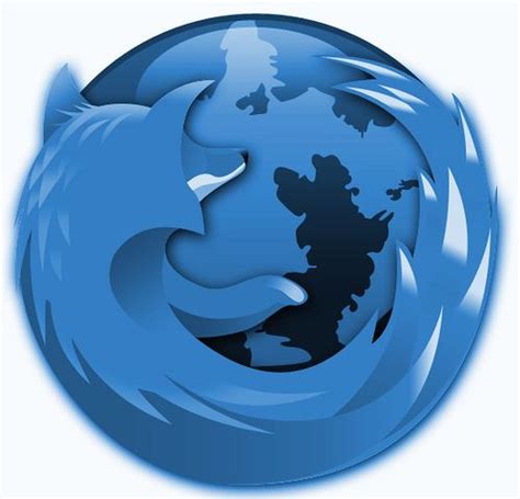 a blue firefox logo with the earth in the middle and water around it