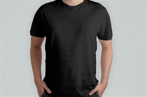 Free Photo | Isolated black t-shirt model, front view