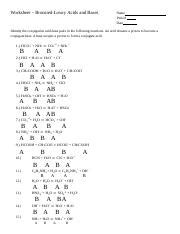 Bronsted Lowry Acids And Bases Worksheet