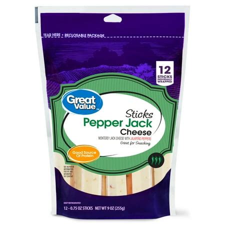 Great Value, Pepper Jack Cheese Sticks, 9 Oz., 12 Count - Walmart.com