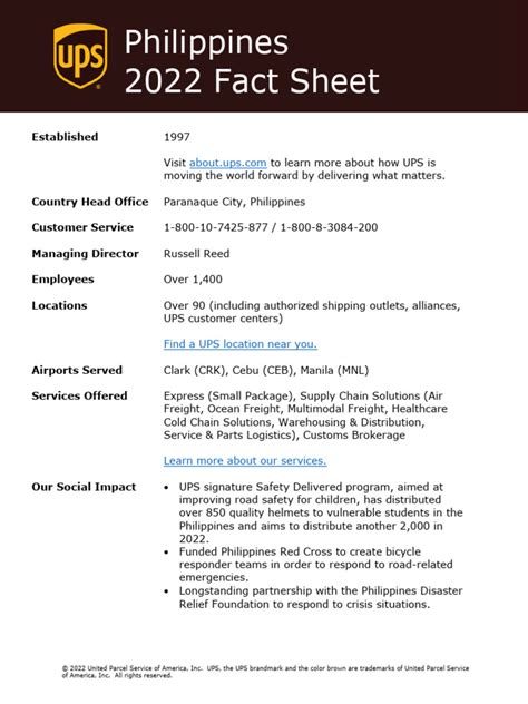 2022 UPS Philippines Fact Sheet 070822 | PDF