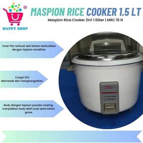 Jual Maspion Rice Cooker 2in1 1.5liter | MRC 15 N | Shopee Indonesia