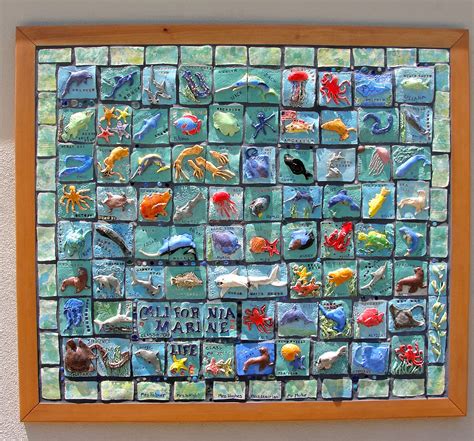 California Marine Life ceramic tile mural: collaborative art project for kids - Deep Space Sparkle