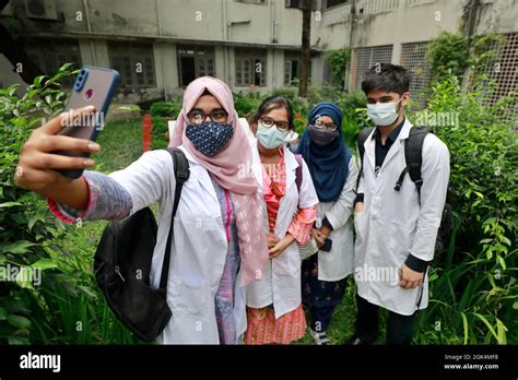 Dhaka, Bangladesh - September 13, 2021: Students on campus after the ...