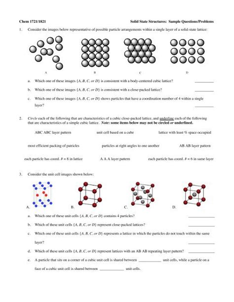 Solid State Structures: Sample Questions/Problems