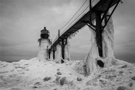 St Joseph North Pier Lighthouse Winter Stock Photos - Free & Royalty ...