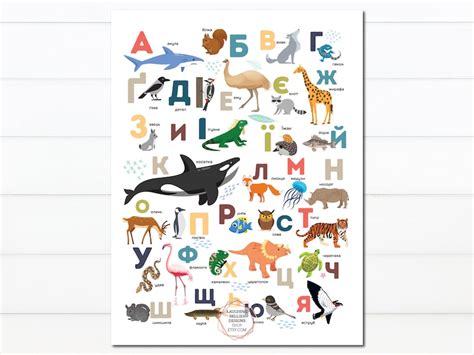 Ukrainian Alphabet Poster Chart with Pictures Kids ABC | Etsy