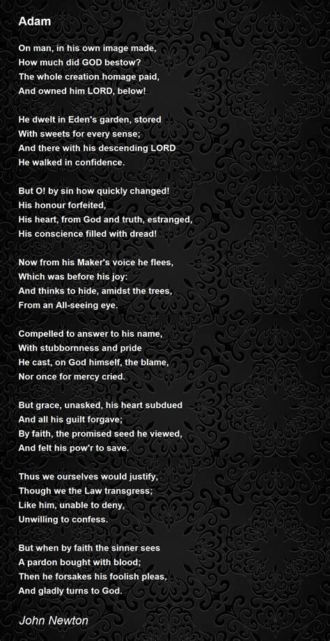 Adam - Adam Poem by John Newton