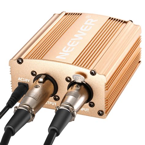 Neewer 48V Phantom Power Supply with Adapter and XLR Cable(Gold ...