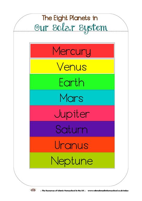 FREE Printable The Eight Planets Workbook and Poster | The Islamic Home ...