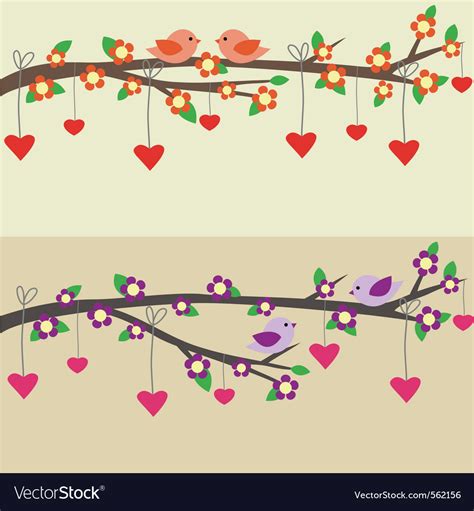 Birds on branch Royalty Free Vector Image - VectorStock