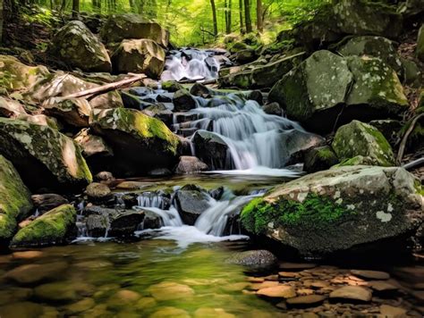 Premium AI Image | Majestic Waterfall Amid Natures Realm