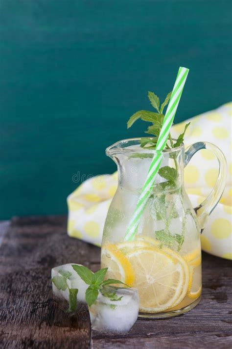 Homemade Lemonade with Mint Leaves Stock Image - Image of copy ...