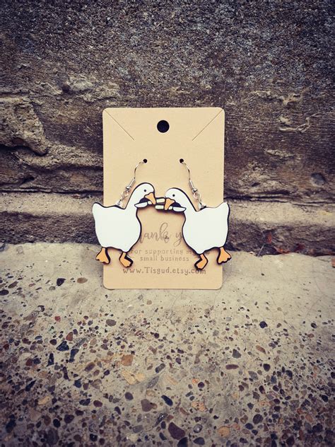 Cute Goose With Knife Meme Earrings - Etsy