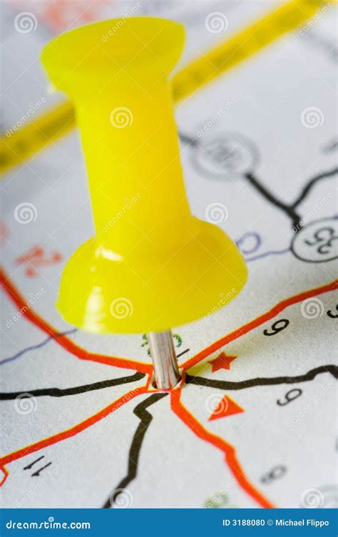 Pushpin on Map stock photo. Image of intersection, paper - 3188080