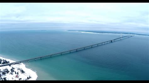 Mackinac Bridge Drone in Winter - HD Video - YouTube