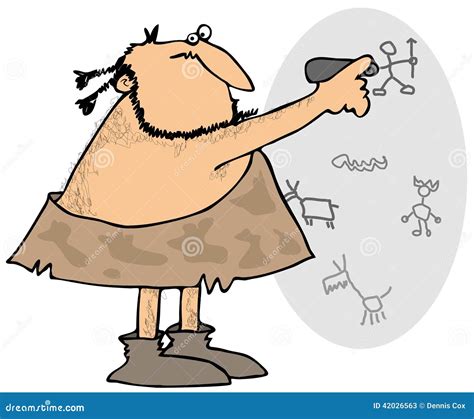 Caveman Drawing On A Wall Stock Illustration - Image: 42026563