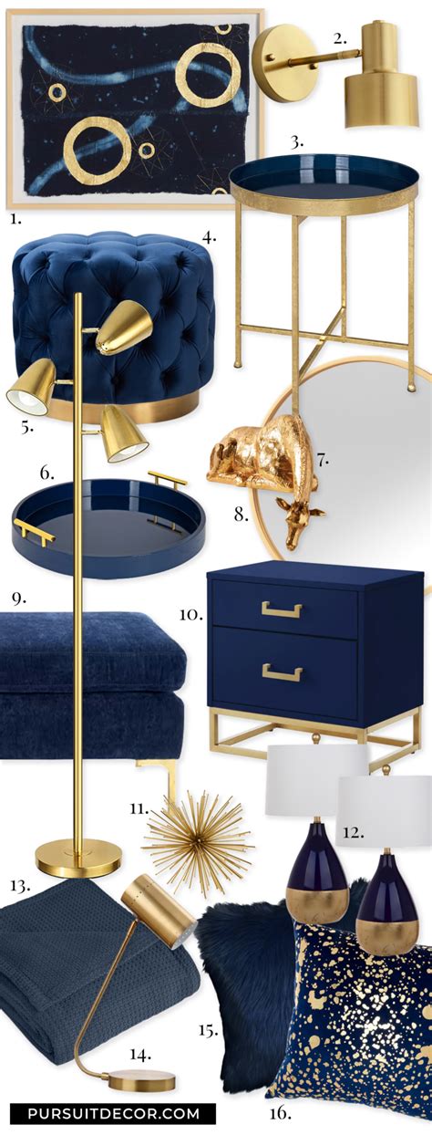 Navy Blue and Gold Bedroom Decor Inspiration - Pursuit Decor