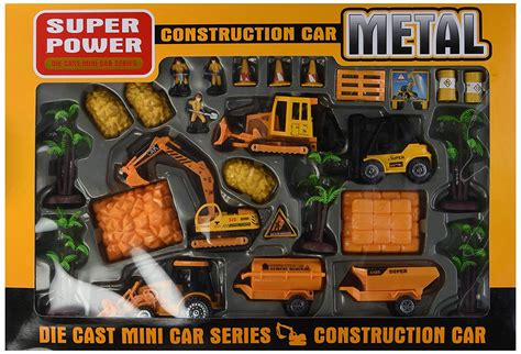 Construction Toy Construction Vehicle Die Cast Car Play Set w/ 4 Vehicles, 3 Construction Worker ...