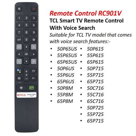 50P6US 55P6US 65P6US NEW Original RC901V FMR6 Voice For TCL android TV Remote Control 50P65US ...