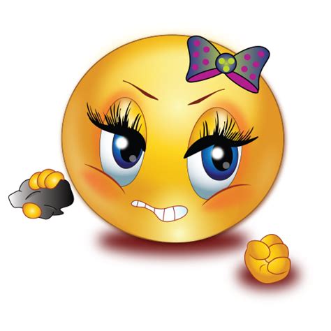 Angry Girl Holding Rock Emoji