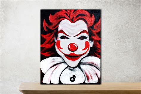 Creepy Clown Painting Printable Wall Art Acrylic painting | Etsy