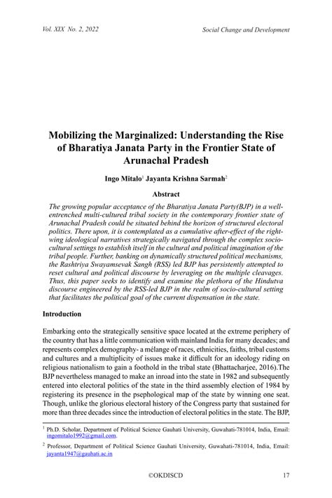 (PDF) Mobilizing the Marginalized: Understanding the Rise of Bharatiya Janata Party in the ...