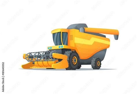 Agriculture combine harvester isolated vector illustration. Rural ...