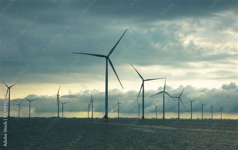 A birds eye view of the wind turbine. Drone view in the Fryslan wind ...