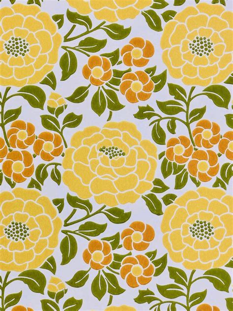 Vintage Yellow Floral Wallpaper | Vintage Wallpapers - Online Shop