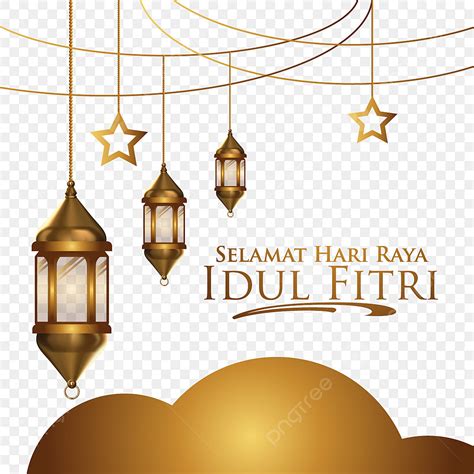 Gold Greeting Card Vector Art PNG, Greeting Card Of Selamat Idul Fitri ...