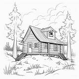 Cabin coloring Page – Coloring corner sketch template