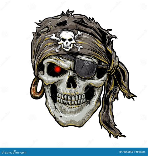 Pirate Skull with Black Bandana. Skull Art Stock Vector - Illustration of pirates, danger: 72066858