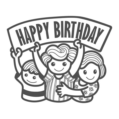 Young children with happy birthday sign 1241734 Vector Art at Vecteezy