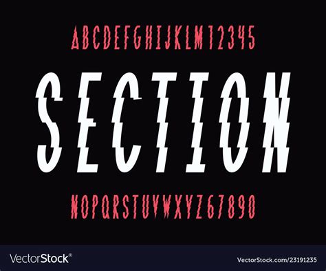 Section font alphabet Royalty Free Vector Image